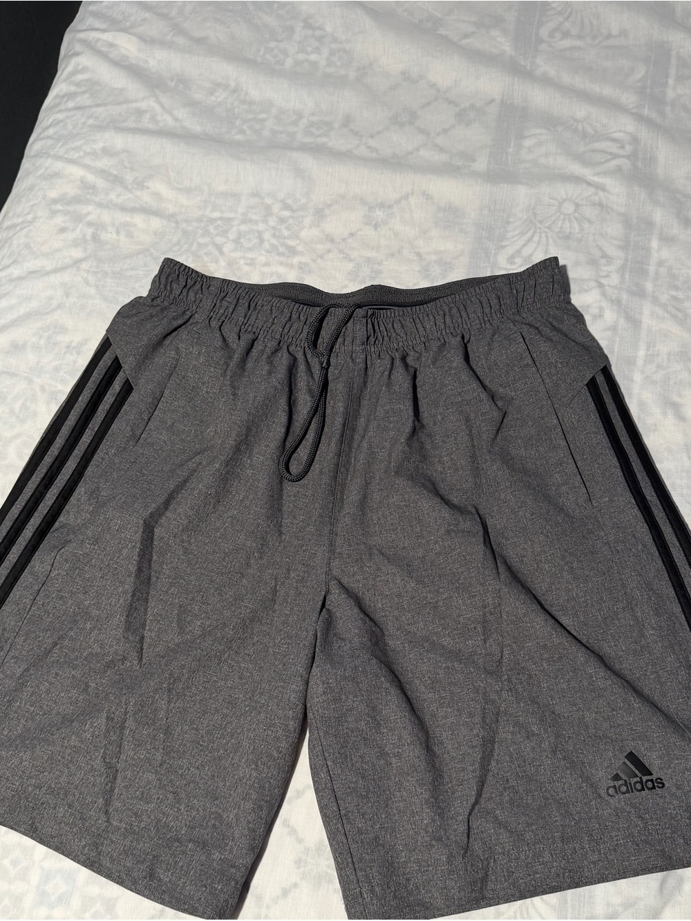 adidas Gray mens essentials Athletic Shorts with Black Side Stripes size L